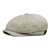 billiga Huvudbonader för herrar-Herr Basker Newsboy-keps Svart Khaki grön Linné 1920-talets mode Retro Formell Kontor Dagligen Enfärgad / vanlig färg Fritid
