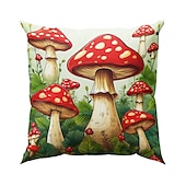 cheap Floral &amp; Plants Style-1PC Mushroom Double Double Side Pillow Cover Soft Decorative Square Cushion Case Pillowcase for Bedroom Livingroom Sofa Couch Chair
