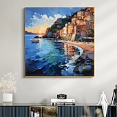 cheap Landscape Paintings-Handmade Oil Painting Canvas Wall Art Decor Original sailboat art Home Decor With Stretched FrameWithout Inner Frame Painting