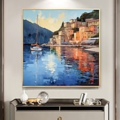 cheap Landscape Paintings-Handmade Oil Painting Canvas Wall Art Decor Original sailboat art Home Decor With Stretched FrameWithout Inner Frame Painting