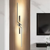 economico Lampade LED da parete-Lampada da parete a led nera moderna lampada da parete lineare in metallo lampada da parete per interni a led applique da parete design a lunga striscia lampada da parete per interni per soggiorno