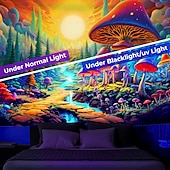 billiga Blacklight tapestries-blacklight gobeläng uv reaktiv glöd i mörkret glöd fest neon svamp väg landskap psykedelisk trippy dimmigt hängande gobeläng väggkonst väggmålning för att leva