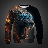 billiga 3D-tröjor för män-Herr Grafisk Djur Tröjor Pullover-tröja Långärmad Tröja Rund hals Mode Dagligen Ledigt 3D-tryck Semester Helgdag Utekväll Mönster Vår &amp; Höst
