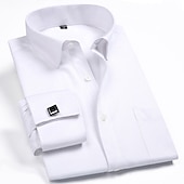 economico Camicie eleganti da uomo-Per uomo Camicia Camicie Camicie con polsini alla francese Liscio Ufficio e carriera Ricevimento di matrimonio Bianco Rosa Blu Viola chiaro Manica lunga Bavero Primavera &amp; Autunno Abbigliamento Tasca