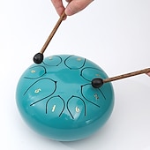 cheap Statues-Alloy Steel Tongue Drum 6 Inch 8 Notes Hand Drums with Bag Sticks Music Book, Sound Healing Instruments for Musical Education Entertainment Meditation Yoga Zen Gifts
