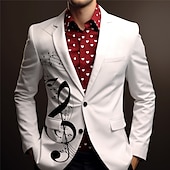 preiswerte Herren bedruckte Blazer-Herren Musiknoten Langarm Umlegekragen Geschäftlich Arbeit Büro-Outfit Ausgehen Knöpfe Druck Mehrere Taschen