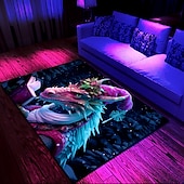 preiswerte Blacklight Teppiche-Schwarzlicht-Teppich, UV-reaktiver, im Dunkeln leuchtender Teppich, Küchenmatte, rutschfeste, ölbeständige Trippy Dragon-Bodenmatte, Wohnzimmerteppich, Innen- und Außenmatte, Schlafzimmerdekoration,
