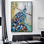 preiswerte Tiergemälde-Mintura handgefertigte abstrakte Tier-Pfau-Ölgemälde auf Leinwand, Wandkunst, Dekoration, modernes Bild für Heimdekoration, gerolltes, rahmenloses, ungedehntes Gemälde