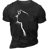 preiswerte Herren -Grafik -T -Shirt-Herren Kurzarm T-Shirt mit Katzen-Silhouette Grafik