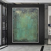 preiswerte Abstrakte Gemälde-Handgefertigtes Ölgemälde auf Leinwand, Wandkunst, Dekoration, moderner nordischer Minimalismus, grüne Textur für Heimdekoration, gerolltes, rahmenloses, ungedehntes Gemälde