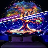 billiga Blacklight tapestries-blacklight gobeläng uv reaktiv glöd i mörkret glöd party neon bonsai natur psykedelisk trippy dimmigt hängande gobeläng väggkonst väggmålning för att leva