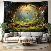 billige landskapsteppe-trippy sopp hule hengende billedvev veggkunst stor billedvev veggmaleri dekor fotografi bakteppe teppe gardin hjem soverom stue dekorasjon