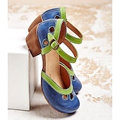 cheap Block Heels-Women&#039;s Vintage Green Mary Jane Faux Leather Heels with Cutout Design and Adjustable Strap – Comfortable Retro Block Heel Shoes for Casual and Formal Occasions