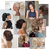 cheap Ponytails-Short Ponytail Extension10 inch Wavy Drawstring Ponytail with Clip in Hairpieces Synthetic Short Drawstring Pony Tail for Women