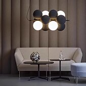 cheap Island Lights-Artistic Style Velvet FabricPVC Simple Found Ball Molecular Pendant Lamp Bedroom Bedside Restaurant Pendant Lamp Creative Molecular Round Ball Pendant Lamp