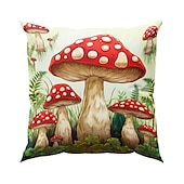 cheap Floral &amp; Plants Style-1PC Mushroom Double Double Side Pillow Cover Soft Decorative Square Cushion Case Pillowcase for Bedroom Livingroom Sofa Couch Chair