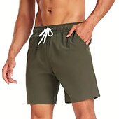 お買い得  男性用水泳パンツ-男性用 ボードショーツ スイムショーツ スイムトランク 日常 ビーチ 高通気性 速乾性 ドローストリング ドローストリング 弾性ウエスト ライナー付き カラーブロック ショート スポーツ カジュアル アクティブウェア ピンク ルビーレッド マイクロエラスティック