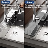 cheap Storage &amp; Organization-Adjustable Silicone Sponge Holder, Faucet Water Catcher Mat, 2 IN 1 Absorbent Faucet Splash Mat, Draining Faucet Water Catcher Mat, Sponge Holder Over Faucet Sink Organizer, Kitchen Bathroom Sink Acce