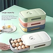 cheap Kitchen Storage-Plastic Stackable Egg Holder Storage Box, Drawer Rolling Refrigerator Eggs Organizer, Space Saver Container, Fresh-keeping Egg Tray, Kitchen Accessories