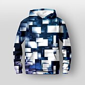 billiga Pojkens 3D Vision &amp; Geometri-Pojkar 3D Geometrisk Huvtröja Pullover Långärmad 3D-tryck Vår Höst Mode Streetwear Häftig Barn 3-12 år Huva Utomhus Ledigt Dagligen Normal
