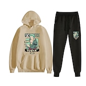 economico Grafica di personaggi di cartoni animati e film-One Piece Roronoa Zoro Pantalone Completi Felpa con cappuccio Manga Tasca frontale Grafica Per Da coppia Per uomo Per donna Per adulto Carnevale Mascherata Stampa a caldo Feste Casual / quotidiano