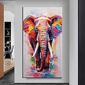 abordables Pinturas de animales-Hecho a mano Pintura al óleo pintada a colgar Pintada a mano Horizontal Abstracto Animales Moderno Sin marco interior  (sin marco)