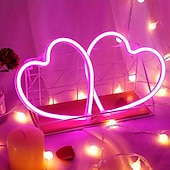 levne Neonová LED světla-neonové světlo růžové srdce, LED neonové světlo napájené baterií nebo USB, párty, valentýnské dekorace, stolní a nástěnné dekorace, dívčí pokoj, ubytovna, domácí dekorace k výročí svatby