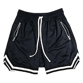 cheap Mens Active Shorts-Men&#039;s Basketball Shorts Gym Shorts Sport Basketball Running Casual Drawstring Elastic Waist Color Block Knee Length Gymnatics Activewear Black White Micro-elastic