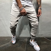 cheap Cargo Pants-Men&#039;s Cargo Pants Trousers Track Pants Jogging Pants Outdoor Athleisure Daily Sports Soft Comfortable Pocket Drawstring Elastic Waist Plain Full Length Fashion Casual Activewear Black Khaki