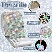 cheap Wearable Accessories-Bling Crystal Drill Rhinestone Shiny Colorful Artificial DiamondCar Sticker Handmade Diy Making Car Decoration 1yard 91cm