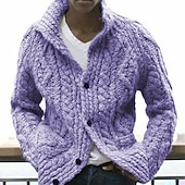 abordables Gilet-Homme Pull Chandail Gilet Cardigan Pull Veste A côtes Tricoter Découpé Tricoté Revers Guêtres Moderne contemporain Usage quotidien Sortie Vêtement Tenue Automne hiver Noir Bleu S M L