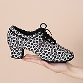 abordables Chaussures de danses latines-Femme Chaussures Latines Entraîner des chaussures de danse Utilisation Entraînement Talon Talon Cubain Bout rond Lacet Adulte Noir Marron