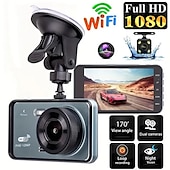 cheap Car DVR-4 Inch Dash Cam 1080P Car DVR Camera Touch Screen Dual-Lens Video Recorder Cycle Recording Video WIFI Driving Recorder