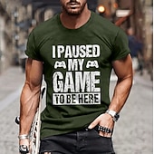  T-Shirt Grafica da Uomo Maniche Corte - 'Ho messo in pausa il mio gioco per essere qui' Design di Gioco Divertente