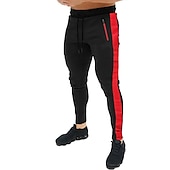 cheap Men&#039;s Active Pants-Men&#039;s Trousers Track Pants Jogging Pants Outdoor Athleisure Daily Sports Soft Comfortable Pocket Drawstring Elastic Waist Color Block Full Length Fashion Casual Activewear Wine Red Black Micro-elastic