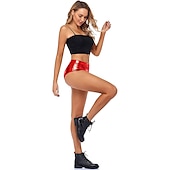 preiswerte Unterteile-Metallisch 1980er Glänzendes Latex-Patent Shorts PU - Leder Figurbetontes Einfarbig Damen Maskerade Party Junggesellinnenabschiedsparty Pride Parade Erwachsene Shorts