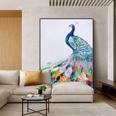 preiswerte Tiergemälde-Mintura handgefertigte abstrakte Tier-Pfau-Ölgemälde auf Leinwand, Wandkunst, Dekoration, modernes Bild für Heimdekoration, gerolltes, rahmenloses, ungedehntes Gemälde