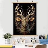 cheap Posters with Hangers-Black Glod Animal Posters With Hanger Wall Art Canvas Prints Painting Home Decoration Dcor Rolled Canvas No Frame