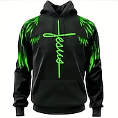 levne pánské 3D mikiny s kapucí-Pánské Grafika Písmeno Kapuce Kapucky Mikina Módní Denní Dlouhý rukáv Kapuce Dovolená Outdoorové sporty Streetwear Žlutá Rubínově červená Tisk Přední kapsa Jaro &amp; podzim Návrhář