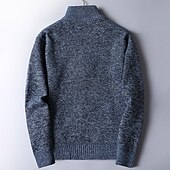 cheap Men&#039;s Pullover Sweater-Men&#039;s Pullover Sweater Jumper Knit Sweater Quarter Zip Pullover Sweater Ribbed Knit Regular Knitted Quarter Zip Plain Stand Collar Keep Warm Modern Contemporary Daily Wear Going out Clothing Apparel