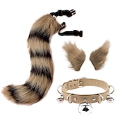 cheap Wearable Accessories-Simulated Plush Beast Ears Halloween Set Beast Tail Jewelry Cos Fox Ear Hair Clip Mantra Exhibition Prop Accessories