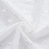 abordables Voilages-Rideau semi-transparent blanc brodé de feuilles, ensemble de rideaux à passe-tringle, panneau de fenêtre, drapé pour chambre de fille/chambre d&#039;enfant/crèche/salon 1 panneau