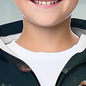 billiga Pojkens 3D-djur-Pojkar 3D Dinosaurie Huvtröja Kappa Ytterkläder Långärmad Höst Vinter Aktiv Streetwear Häftig Barn 3-12 år Blixtlås Gata Dagligen Normal