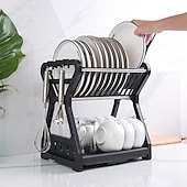 cheap Kitchen Storage-Dish Drainer Dish Drying Rack Kitchen Storage Double Layer Dish Drainer Shelf Knife Fork Container Household Holder with Sink