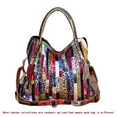 baratos Malas com Alça-bolsa chique de couro patchwork multicolorida - bolsa de grife atraente, perfeita para roupas da moda e ocasiões especiais