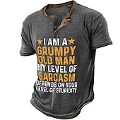 abordables Palabras divertidas-Hombre Graphic Letra Camiseta Henley Shirt Manga Corta Impresión 3D Moda Retro Antiguo Clásico Deporte Festivos Noche Primavera verano Verde Ejército Azul Oscuro Gris Henley Camiseta Henley