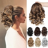 cheap Ponytails-Short Ponytail Extension10 inch Wavy Drawstring Ponytail with Clip in Hairpieces Synthetic Short Drawstring Pony Tail for Women