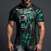  Herren Grafik Tiermotiv T Shirt Kurzarm T-Shirt 3D-Druck Rundhalsausschnitt Hemd Täglich Designer Retro Vintage Sport im Freien Ferien Ausgehen Rote Blau Purpur Frühling & Sommer Bekleidung S M L XL