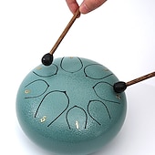 cheap Statues-Alloy Steel Tongue Drum 6 Inch 8 Notes Hand Drums with Bag Sticks Music Book, Sound Healing Instruments for Musical Education Entertainment Meditation Yoga Zen Gifts