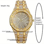 cheap Quartz Watches-3pcs/set HipHop Mens Rhinestone Watch &amp; Necklace &amp; Bracelet Set, Christmas Gift